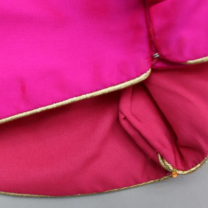 Hot Pink Embroidered Top And Scalloped Hem Lehenga With Dupatta Ethnic Wear | Lehengas & Ghagras