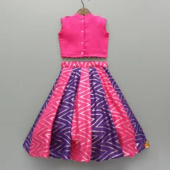 Discount Pink Embroidered Top With Colour Blocked Lehenga Ethnic Wear | Lehengas & Ghagras