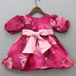 Discount Pink Floral Balloon Sleeves Dress Dresses & Sets | Dresses