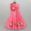 New Pink Floral Embroidered Top With Attached Pleated Dupatta And Lehenga Ethnic Wear | Lehengas & Ghagras