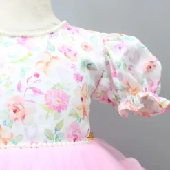 Outlet Pink Floral Printed And Pearl Detailed Gown With Detachable Trail Dresses & Sets | Gowns