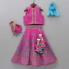 Hot Pink Floral Printed Top And Lehenga With Matching Potli And Net Dupatta Ethnic Wear | Lehengas & Ghagras