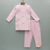 Best Pink Kurta With Embroidered Flower Applique And Pant BOY Indian Ethnic Wear | Ethnic Sets