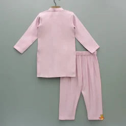 Best Pink Kurta With Embroidered Flower Applique And Pant BOY Indian Ethnic Wear | Ethnic Sets