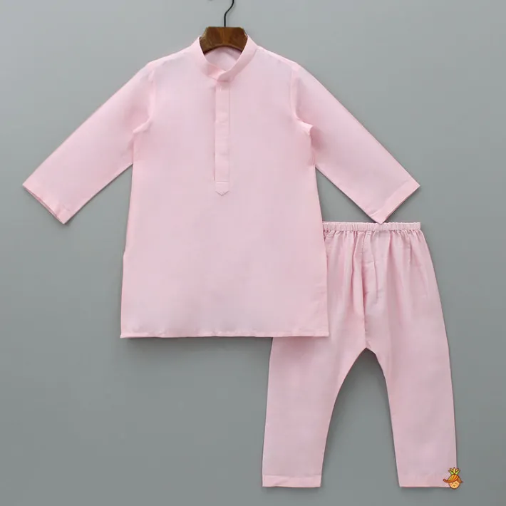 New Pink Kurta With Hand Embroidered Floral Printed Jacket And Pyjama BOY Indian Ethnic Wear | Ethnic Sets