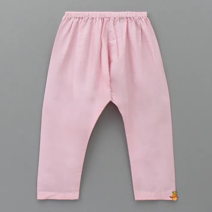 New Pink Kurta With Hand Embroidered Floral Printed Jacket And Pyjama BOY Indian Ethnic Wear | Ethnic Sets