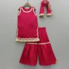 Sale Pink Lace Work Kurti And Sharara With Matching Net Dupatta Ethnic Wear | Palazzos & Shararas