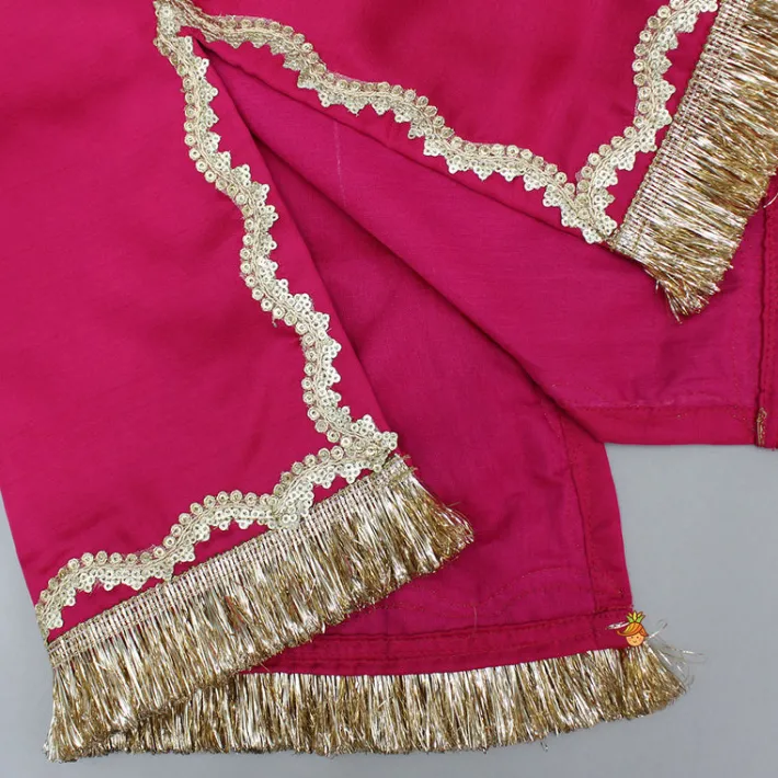 Sale Pink Lace Work Kurti And Sharara With Matching Net Dupatta Ethnic Wear | Palazzos & Shararas