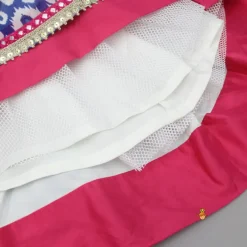 Fashion Pink Mirror Work Top With Inner And Ikat Printed Lehenga With Dupatta Twinning Sets | Ethnic Wear