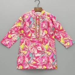 Best Pink Multicolour Printed Kurta And Pyjama BOY Twinning Sets | Indian Ethnic Wear