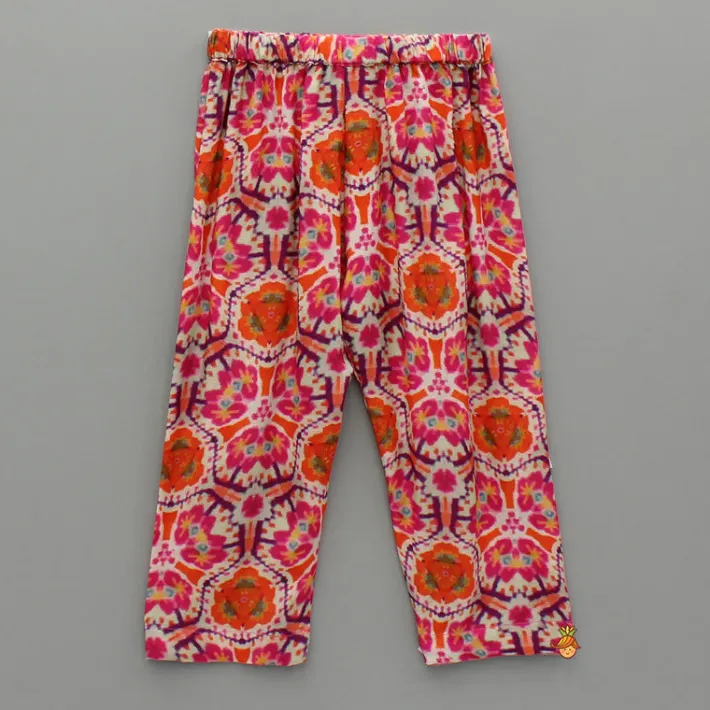 Fashion Pink Multicolour Printed Angarkha Style Kurta And Pyjama BOY Indian Ethnic Wear | Ethnic Sets