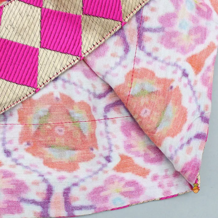 Fashion Pink Multicolour Printed Angarkha Style Kurta And Pyjama BOY Indian Ethnic Wear | Ethnic Sets