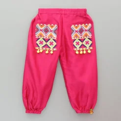 Fashion Pink Multicoloured Embroidered Kurti With Matching Pant Ethnic Wear | Churidars & Salwars