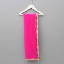 New Pink Net Lace Work Dupatta Ethnic Wear