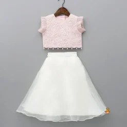 Discount Pink Pleated Top And Beige Lehenga Ethnic Wear | Lehengas & Ghagras