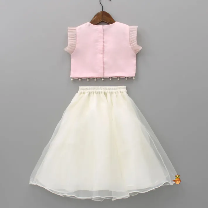 Discount Pink Pleated Top And Beige Lehenga Ethnic Wear | Lehengas & Ghagras