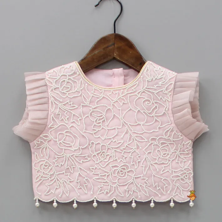 Discount Pink Pleated Top And Beige Lehenga Ethnic Wear | Lehengas & Ghagras