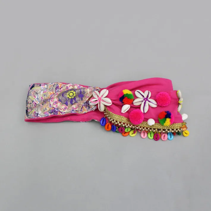 Sale Pink Printed And Embellished Head Band Hair Accessories | Head Bands