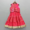 Fashion Pink Printed And Embellished Strappy Kurti With Embroidered Jacket Ethnic Wear | Kurtis & Jumpsuits