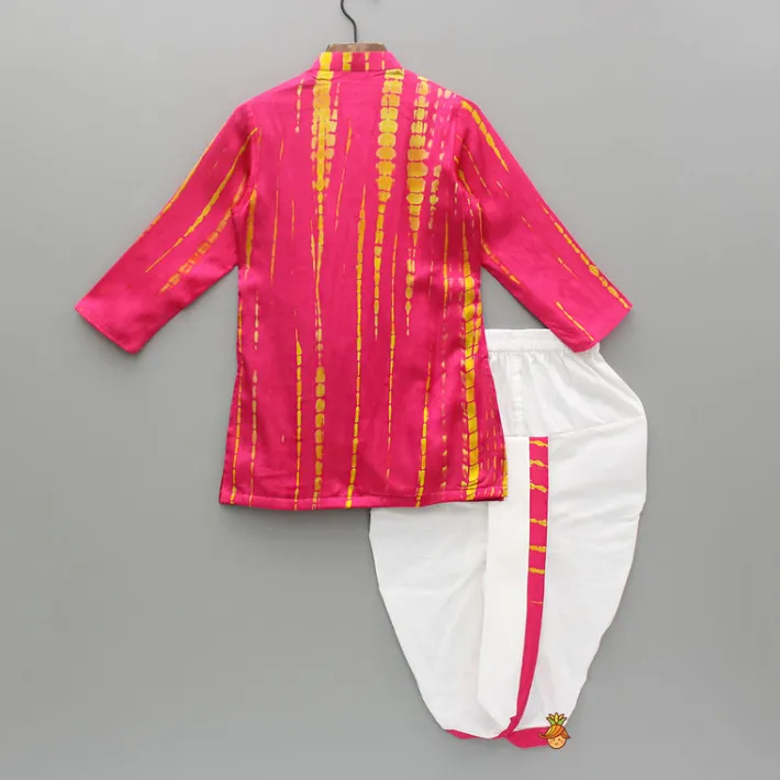 Outlet Pink Printed And Embellished Kurta With Dhoti BOY Indian Ethnic Wear | Ethnic Sets