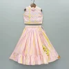 Clearance Pink Printed And Embroidered Top And Frill Lehenga Ethnic Wear | Lehengas & Ghagras