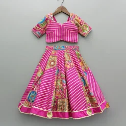 Clearance Pink Printed And Embroidered Top With Lehenga And Dupatta Ethnic Wear | Lehengas & Ghagras