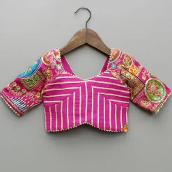 Clearance Pink Printed And Embroidered Top With Lehenga And Dupatta Ethnic Wear | Lehengas & Ghagras