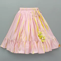 Clearance Pink Printed And Embroidered Top And Frill Lehenga Ethnic Wear | Lehengas & Ghagras