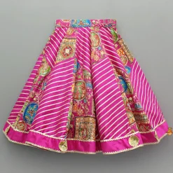 Clearance Pink Printed And Embroidered Top With Lehenga And Dupatta Ethnic Wear | Lehengas & Ghagras
