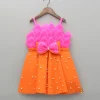 Fashion Pink Rose Petal Dual Tone Pleated Dress With Embellished Bow Dresses & Sets | Dresses
