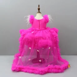 Best Pink Ruffle Trail Dress With Detachable Bow And Swirled Bowie Head Band Dresses & Sets | Dresses