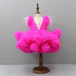 Best Pink Ruffle Trail Dress With Detachable Bow And Swirled Bowie Head Band Dresses & Sets | Dresses