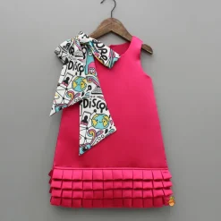 Outlet Pink Satin Frill Dress With Bow Dresses & Sets | Dresses