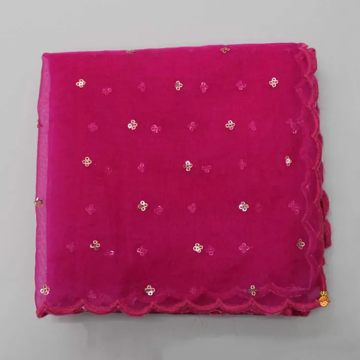 Hot Pink Scalloped Dupatta Ethnic Wear