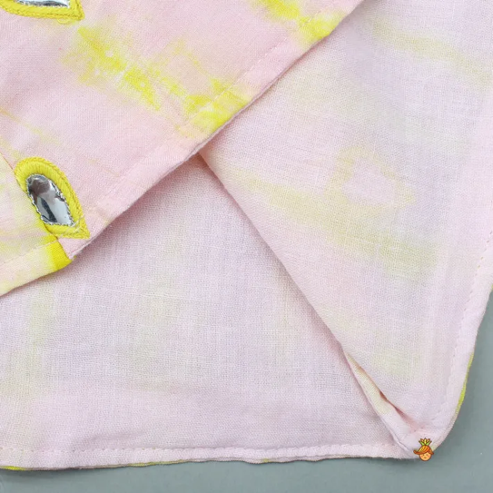 Outlet Pink Shibori Printed Tie Up Straps Kurti And Sharara Ethnic Wear | Palazzos & Shararas
