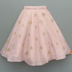 Discount Pink Shimmery Sequin Embroidered Top With Flared Lehenga And Matching Dupatta Ethnic Wear | Lehengas & Ghagras