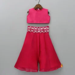 Online Pink Top With Asymmetric Stylish Cape And Palazzo Ethnic Wear | Palazzos & Shararas