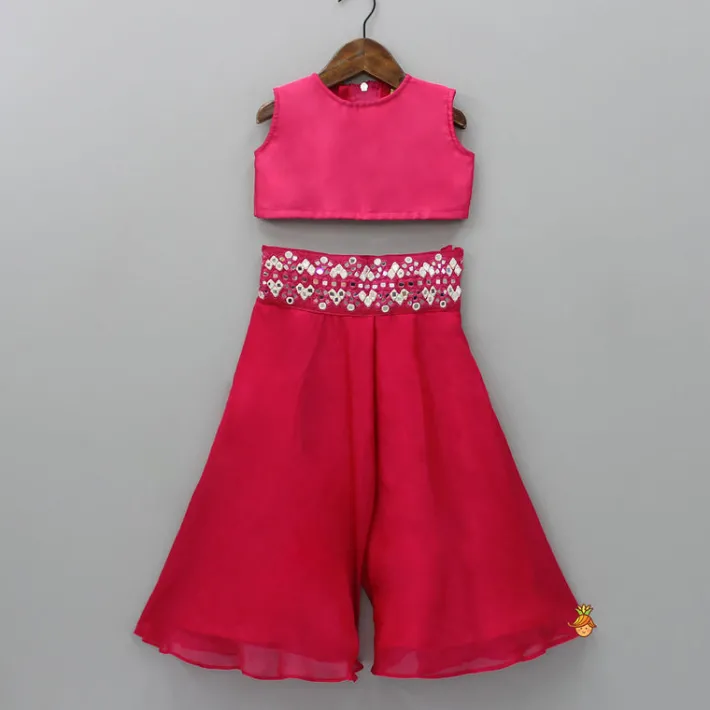 Online Pink Top With Asymmetric Stylish Cape And Palazzo Ethnic Wear | Palazzos & Shararas