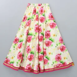Fashion Pink Top With Floral Printed Skirt And Dupatta Ethnic Wear | Lehengas & Ghagras
