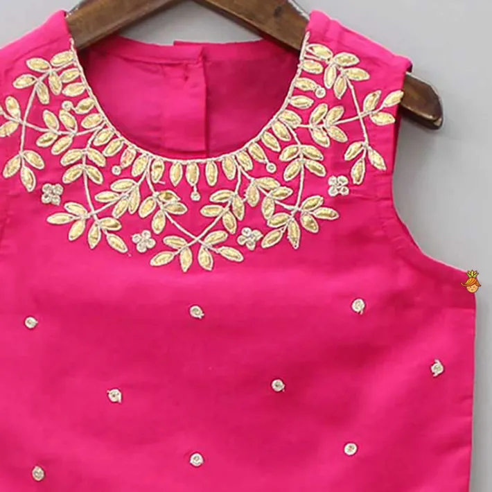 Fashion Pink Top With Floral Printed Skirt And Dupatta Ethnic Wear | Lehengas & Ghagras