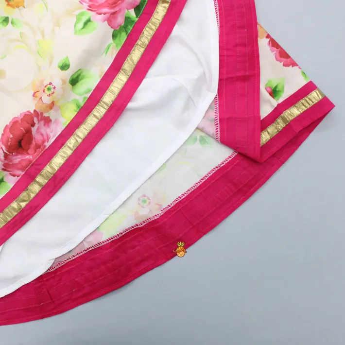 Fashion Pink Top With Floral Printed Skirt And Dupatta Ethnic Wear | Lehengas & Ghagras