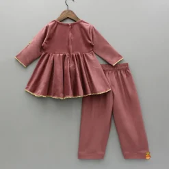 Outlet Pink Velvet Embroidered Kurti And Salwar Ethnic Wear | Churidars & Salwars