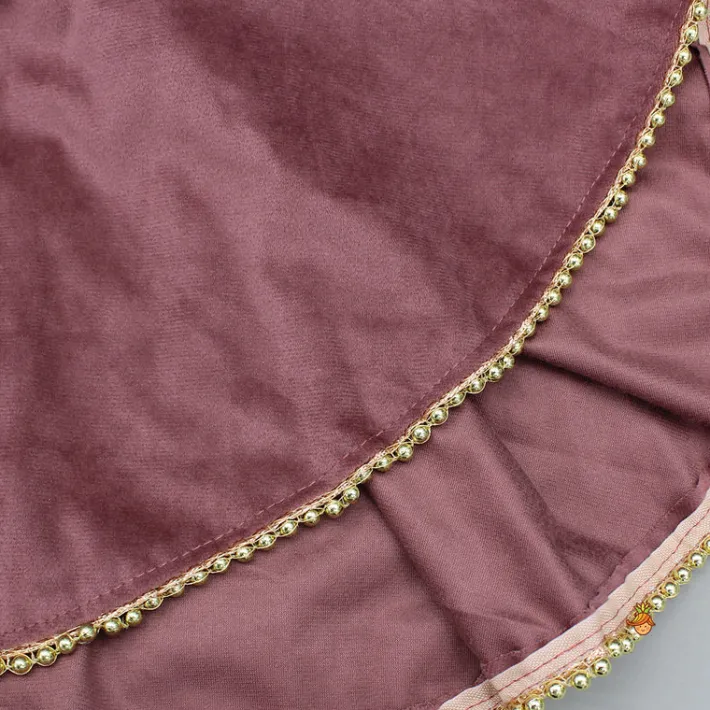 Outlet Pink Velvet Embroidered Kurti And Salwar Ethnic Wear | Churidars & Salwars