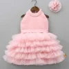Best Pintuck Detailing And Frilly Layered Halter Neck Peach Dress With Matching Bowie Hair Band Dresses & Sets | Dresses
