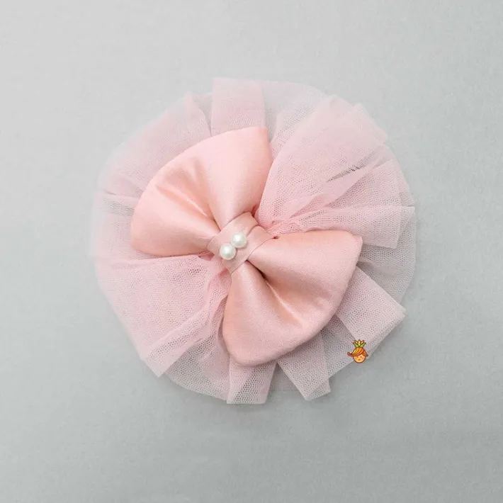 Best Pintuck Detailing And Frilly Layered Halter Neck Peach Dress With Matching Bowie Hair Band Dresses & Sets | Dresses