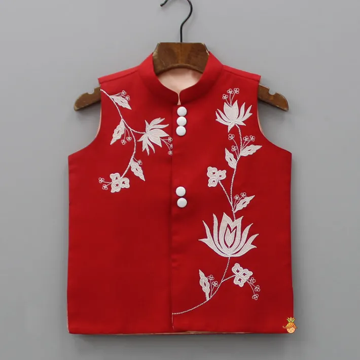 Best Plain Kurta And Thread Embroidered Jacket With Pyjama BOY Indian Ethnic Wear | Ethnic Sets