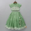 Sale Pleated Neckline Green Top And Fringes Tassels Enhanced Lehenga Ethnic Wear | Lehengas & Ghagras