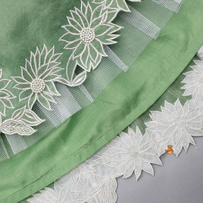 Sale Pleated Neckline Green Top And Fringes Tassels Enhanced Lehenga Ethnic Wear | Lehengas & Ghagras