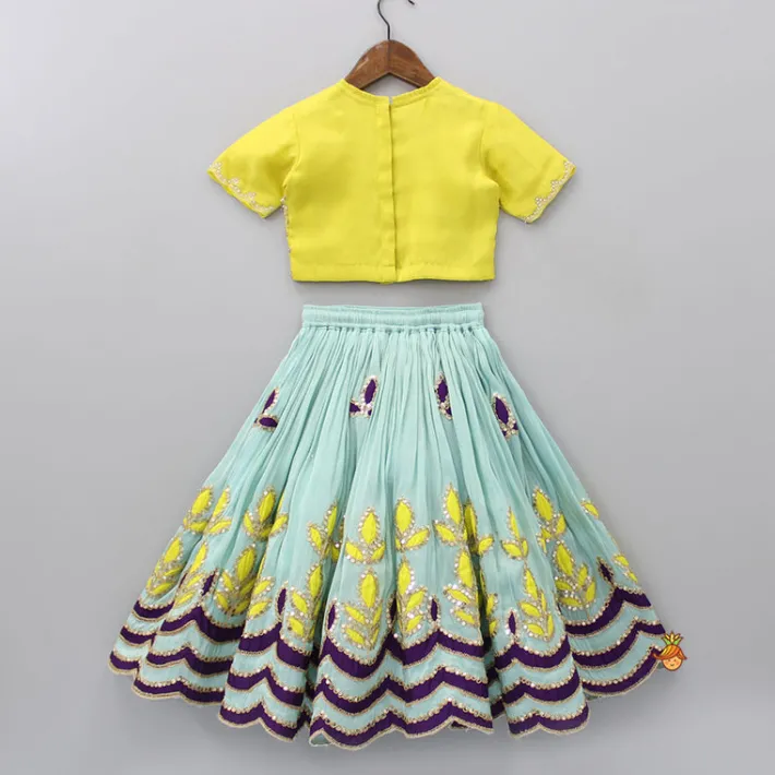 Online Pleated Neckline With Heavy Sequins Embroidered Top And Lehenga With Dupatta Ethnic Wear | Lehengas & Ghagras