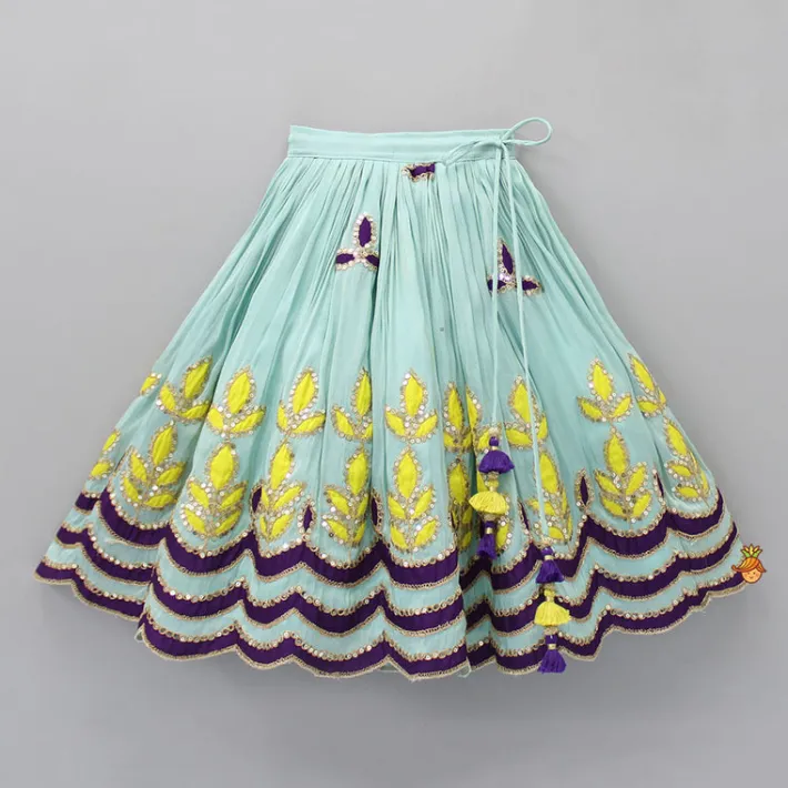 Online Pleated Neckline With Heavy Sequins Embroidered Top And Lehenga With Dupatta Ethnic Wear | Lehengas & Ghagras
